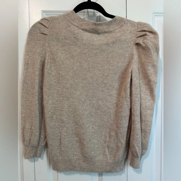 NWT Antonio Melani Womens LISA 100% Cashmere Sweater Puff Sleeve Beige M - Picture 4 of 4